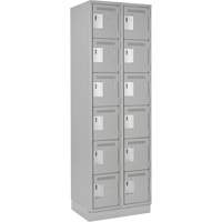 Clean Line Lockerette, 6 -tier, Bank of 2, 24" x 18" x 76", Steel, Grey, Rivet (Assembled) Groupe Generik