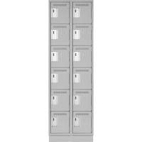 Clean Line Lockerette, 6 -tier, Bank of 2, 24" x 18" x 76", Steel, Grey, Rivet (Assembled) Groupe Generik