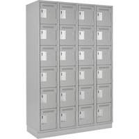 Clean Line Lockerette, 6 -tier, Bank of 4, 48" x 18" x 76", Steel, Grey, Rivet (Assembled) Groupe Generik