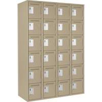 Petits casiers Clean Line, 6 niveaux, Bloc de 4, 48" x 18" x 72", Acier, Beige, Rivet (assembl&eacute;) Groupe Generik
