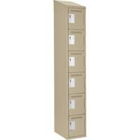 Petits casiers Clean Line, 6 niveaux, 12" x 18" x 78", Acier, Beige, Rivet (assembl&eacute;) Groupe Generik