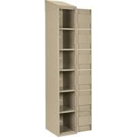 Clean Line Lockerette, 6 -tier, Bank of 4, 48" x 18" x 78", Steel, Beige, Rivet (Assembled) Groupe Generik