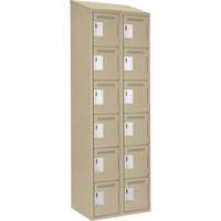 Clean Line Lockerette, 6 -tier, Bank of 2, 24" x 18" x 78", Steel, Beige, Rivet (Assembled) Groupe Generik