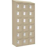 Clean Line Lockerette, 6 -tier, Bank of 3, 36" x 18" x 78", Steel, Beige, Rivet (Assembled) Groupe Generik