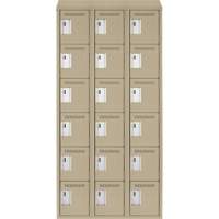 Clean Line Lockerette, 6 -tier, Bank of 3, 36" x 18" x 78", Steel, Beige, Rivet (Assembled) Groupe Generik