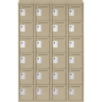 Clean Line Lockerette, 6 -tier, Bank of 4, 48" x 18" x 78", Steel, Beige, Rivet (Assembled) Groupe Generik