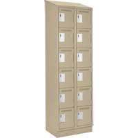 Clean Line Lockerette , 6 -tier, Bank of 2, 24" x 18" x 82", Steel, Beige, Rivet (Assembled) Groupe Generik