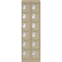 Clean Line Lockerette , 6 -tier, Bank of 2, 24" x 18" x 82", Steel, Beige, Rivet (Assembled) Groupe Generik