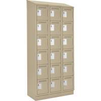 Clean Line Lockerette , 6 -tier, Bank of 3, 36" x 18" x 82", Steel, Beige, Rivet (Assembled) Groupe Generik