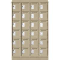 Petits casiers Clean Line, 6 niveaux, Bloc de 4, 48" x 18" x 82", Acier, Beige, Rivet (assembl&eacute;) Groupe Generik