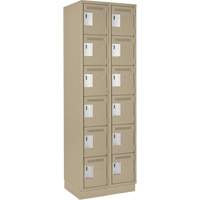 Clean Line Lockerette, 6 -tier, Bank of 2, 24" x 18" x 76", Steel, Beige, Rivet (Assembled) Groupe Generik