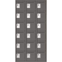 Clean Line Lockerette, 6 -tier, Bank of 3, 36" x 18" x 72", Steel, Charcoal, Rivet (Assembled) Groupe Generik