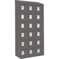 Clean Line Lockerette, 6 -tier, Bank of 3, 36" x 18" x 78", Steel, Charcoal, Rivet (Assembled) Groupe Generik