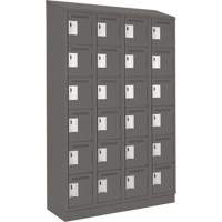 Clean Line Lockerette, 6 -tier, Bank of 4, 48" x 18" x 82", Steel, Charcoal, Rivet (Assembled) Groupe Generik