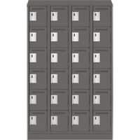 Clean Line Lockerette, 6 -tier, Bank of 4, 48" x 18" x 82", Steel, Charcoal, Rivet (Assembled) Groupe Generik