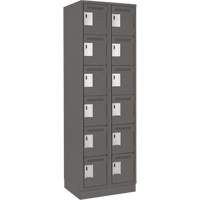 Clean Line Lockerette, 6 -tier, Bank of 2, 24" x 18" x 76", Steel, Charcoal, Rivet (Assembled) Groupe Generik