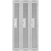 Casiers Clean Line, Bloc de 3, 36" x 12" x 72", Acier, Gris, Rivet (assembl&eacute;), Perfor&eacute; Groupe Generik