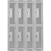 Casiers Clean Line, 2 niveaux, Bloc de 4, 48" x 15" x 72", Acier, Gris, Rivet (assembl&eacute;), Perfor&eacute; Groupe Generik