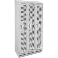 Casiers Clean Line, Bloc de 3, 36" x 15" x 82", Acier, Gris, Rivet (assembl&eacute;), Perfor&eacute; Groupe Generik