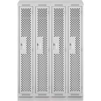 Clean Line Lockers, Bank of 4, 48" x 15" x 82", Steel, Grey, Rivet (Assembled), Perforated Groupe Generik