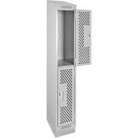 Casiers Clean Line, 2 niveaux, 12" x 12" x 82", Acier, Gris, Rivet (assembl&eacute;), Perfor&eacute; Groupe Generik