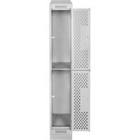 Casiers Clean Line, 2 niveaux, 12" x 12" x 82", Acier, Gris, Rivet (assembl&eacute;), Perfor&eacute; Groupe Generik