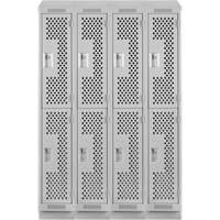 Casiers Clean Line, 2 niveaux, Bloc de 4, 48" x 12" x 82", Acier, Gris, Rivet (assembl&eacute;), Perfor&eacute; Groupe Generik