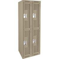 Casiers Clean Line, 2 niveaux, Bloc de 2, 24" x 15" x 72", Acier, Beige, Rivet (assembl&eacute;), Perfor&eacute; Groupe Generik