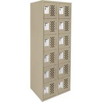 Clean-Line Perforated Lockerette, 6 -tier, Bank of 2, 12" x 72" x 12", Steel Groupe Generik