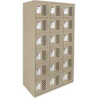 Clean-Line Perforated Lockerette, 6 -tier, Bank of 3, 12" x 72" x 12", Steel Groupe Generik