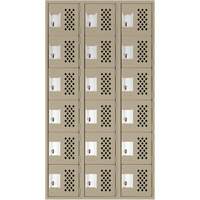 Clean-Line Perforated Lockerette, 6 -tier, Bank of 3, 12" x 72" x 12", Steel Groupe Generik