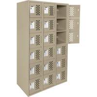 Clean-Line Perforated Lockerette, 6 -tier, Bank of 3, 12" x 72" x 12", Steel Groupe Generik