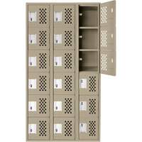 Clean-Line Perforated Lockerette, 6 -tier, Bank of 3, 12" x 72" x 12", Steel Groupe Generik