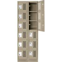 Clean-Line Perforated Lockerette, 6 -tier, Bank of 2, 12" x 72" x 12", Steel Groupe Generik