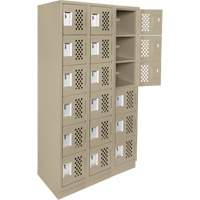 Clean-Line Perforated Lockerette, 6 -tier, Bank of 3, 12" x 72" x 12", Steel Groupe Generik