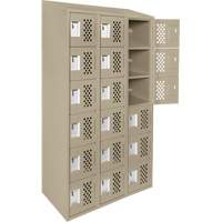 Clean-Line Perforated Lockerette, 6 -tier, Bank of 3, 12" x 72" x 12", Steel Groupe Generik