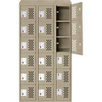 Clean-Line Perforated Lockerette, 6 -tier, Bank of 3, 12" x 72" x 12", Steel Groupe Generik