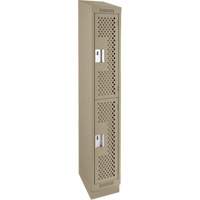 Casiers Clean Line, 2 niveaux, 12" x 12" x 82", Acier, Beige, Rivet (assembl&eacute;), Perfor&eacute; Groupe Generik