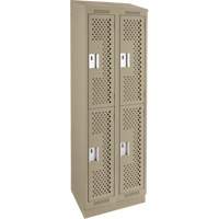 Casiers Clean Line, 2 niveaux, Bloc de 2, 24" x 12" x 82", Acier, Beige, Rivet (assembl&eacute;), Perfor&eacute; Groupe Generik