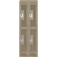 Casiers Clean Line, 2 niveaux, Bloc de 2, 24" x 12" x 82", Acier, Beige, Rivet (assembl&eacute;), Perfor&eacute; Groupe Generik