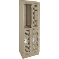Casiers Clean Line, 2 niveaux, Bloc de 2, 24" x 12" x 82", Acier, Beige, Rivet (assembl&eacute;), Perfor&eacute; Groupe Generik