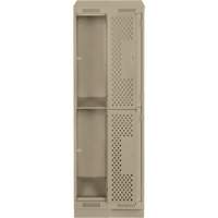 Casiers Clean Line, 2 niveaux, Bloc de 2, 24" x 12" x 82", Acier, Beige, Rivet (assembl&eacute;), Perfor&eacute; Groupe Generik