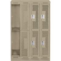 Casiers Clean Line, 2 niveaux, Bloc de 4, 48" x 12" x 82", Acier, Beige, Rivet (assembl&eacute;), Perfor&eacute; Groupe Generik