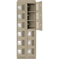 Assembled Lockerettes Clean Line Perforated Economy Lockers, 6 -tier, Bank of 2, 18" x 72" x 12", Steel Groupe Generik
