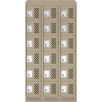 Assembled Lockerettes Clean Line Perforated Economy Lockers, 6 -tier, Bank of 3, 18" x 72" x 12", Steel Groupe Generik