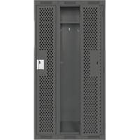 Clean Line Lockers, Bank of 3, 36" x 12" x 72", Steel, Charcoal, Rivet (Assembled), Perforated Groupe Generik