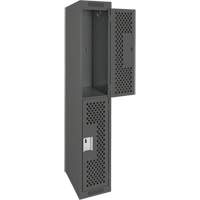 Casiers Clean Line, 2 niveaux, 12" x 15" x 72", Acier, Charbon, Rivet (assembl&eacute;), Perfor&eacute; Groupe Generik