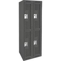 Casiers Clean Line, 2 niveaux, Bloc de 2, 24" x 15" x 72", Acier, Charbon, Rivet (assembl&eacute;), Perfor&eacute; Groupe Generik