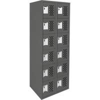 Clean-Line Perforated Lockerette, 6 -tier, Bank of 2, 12" x 72" x 12", Steel Groupe Generik