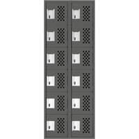 Clean-Line Perforated Lockerette, 6 -tier, Bank of 2, 12" x 72" x 12", Steel Groupe Generik